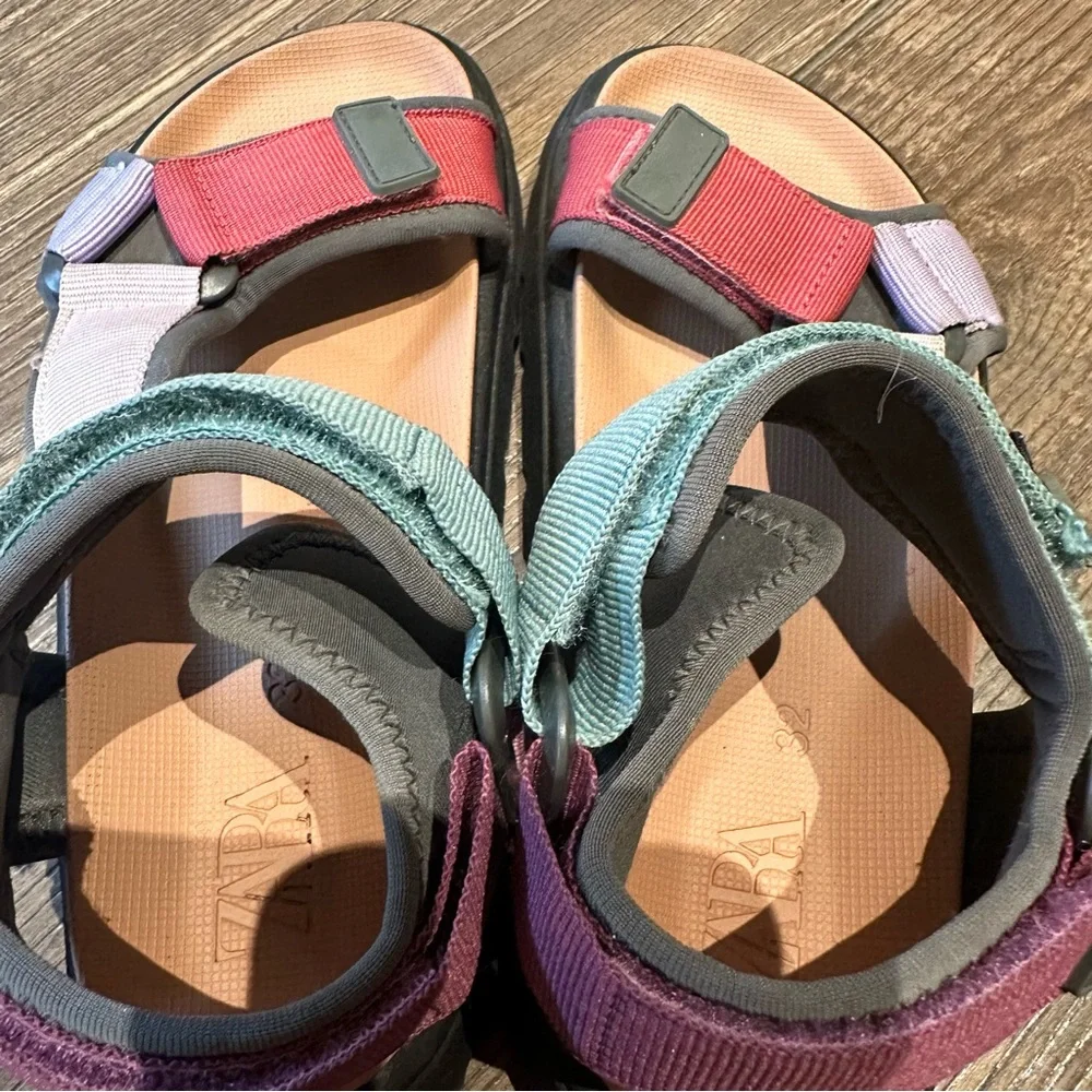 Zara Kids Color Block Velcro Sandals Size 32/US 7‎
